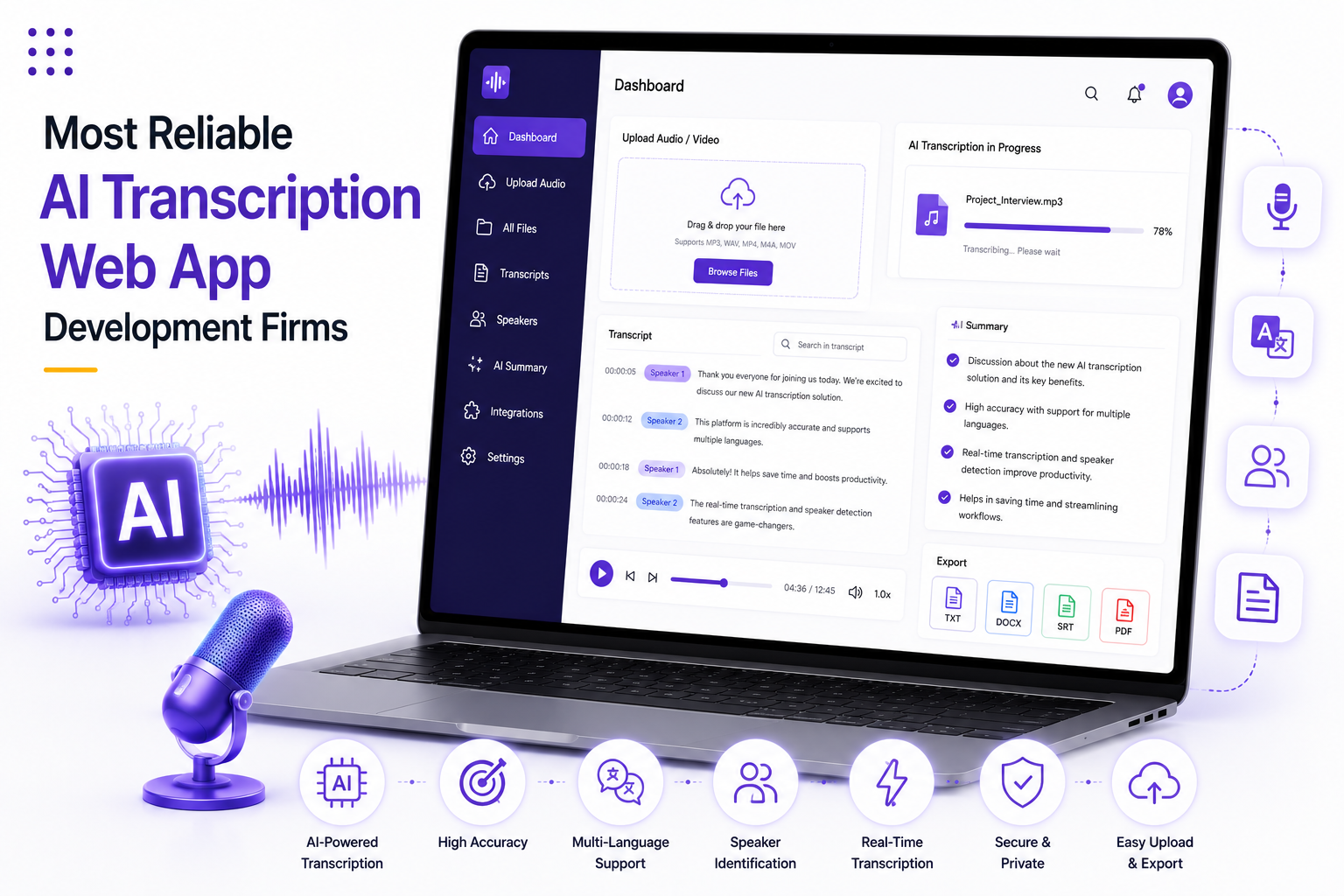 Most Reliable AI Transcription Web App Development Firms